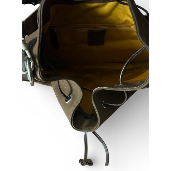 DOC Made in Italy Brown Suede Bucket Bag Leather Drawstring Shoulder Bag - Picture 3 of 6